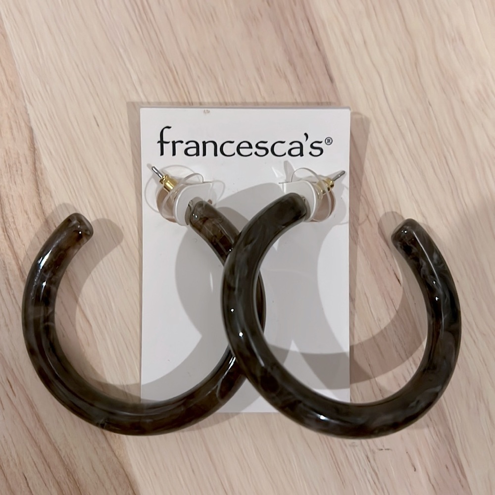 Brown Marble-like Hoop Earrings
